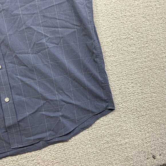 Lucky Brand Tailored Fit Blue Check Short Sleeve Button Shirt Mens Sz L 16/16.5 - Picture 5 of 16